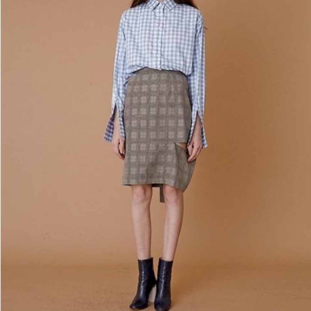 MOONTAN Waist Strap Skirt (check)